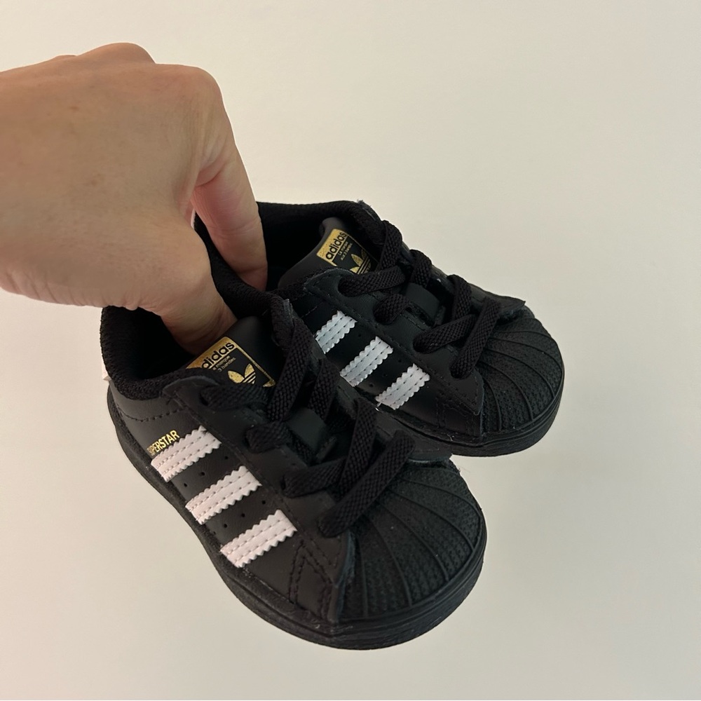 Adidas Kids Baby Black Sneakers with White Stripes